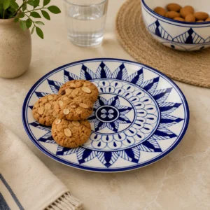 MANDALA ART BLUE AND WHITE DINNER PLATE