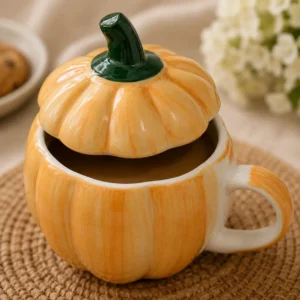 HANDCRAFTED MELON SHAPE MUG WITH LID