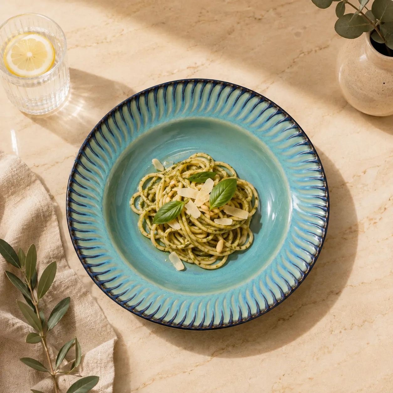 OLIVE GREEN PASTA PLATE