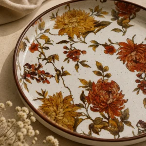 ORANGE FLORAL RIM PLATE 8 INCH