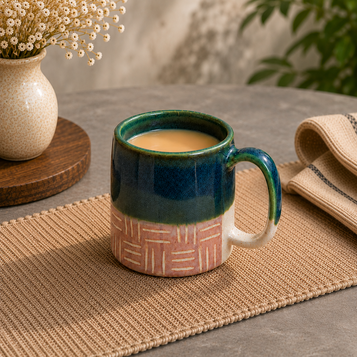 DUAL TONE TEXTURED COFFEE MUG