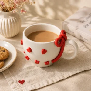 HEARTS AND BOW MUG