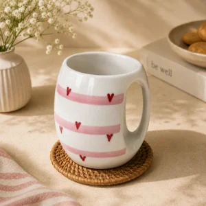 TWIN HEART HORIZONTAL STRIPE MUG