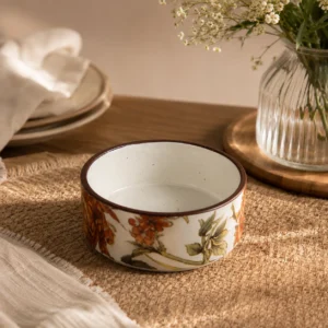 ORANGE FLORAL RIM DESSERT BOWL