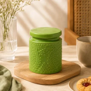 GREEN EMBOSSED JAR