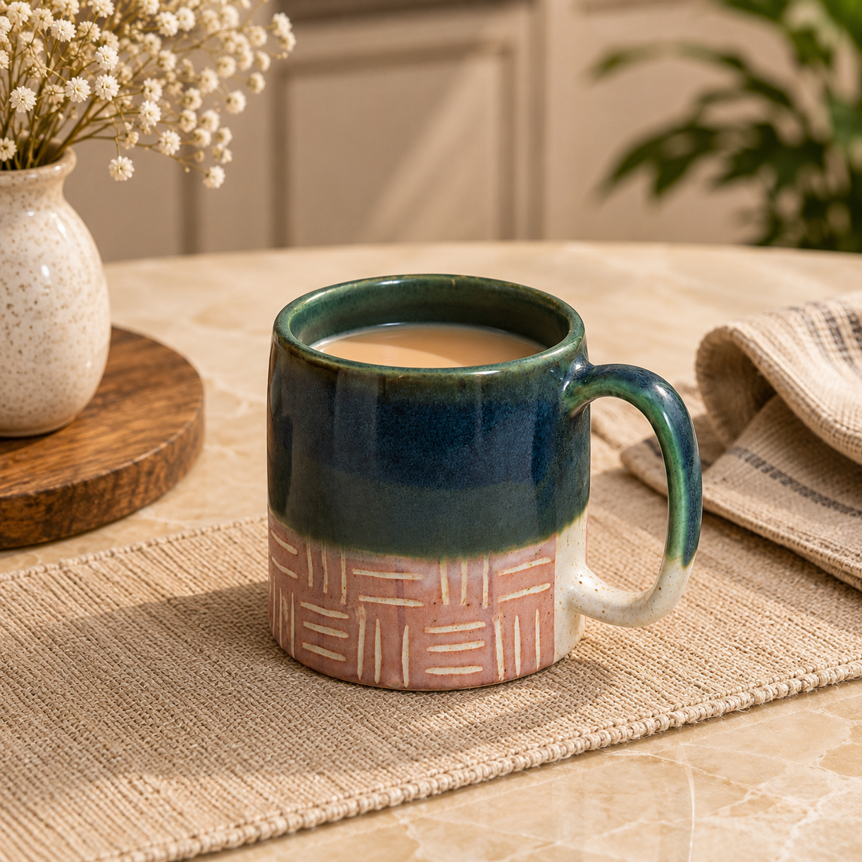 DUAL TONE TEXTURED COFFEE MUG