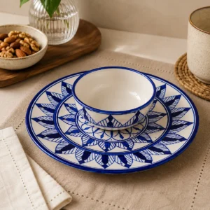 MANDALA ART BLUE AND WHITE DINNER SET