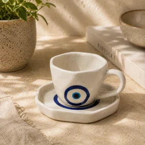 EVIL EYE MUG WITH SAUCER