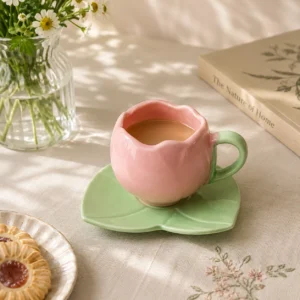 PINK TULIP CUP SAUCER SET
