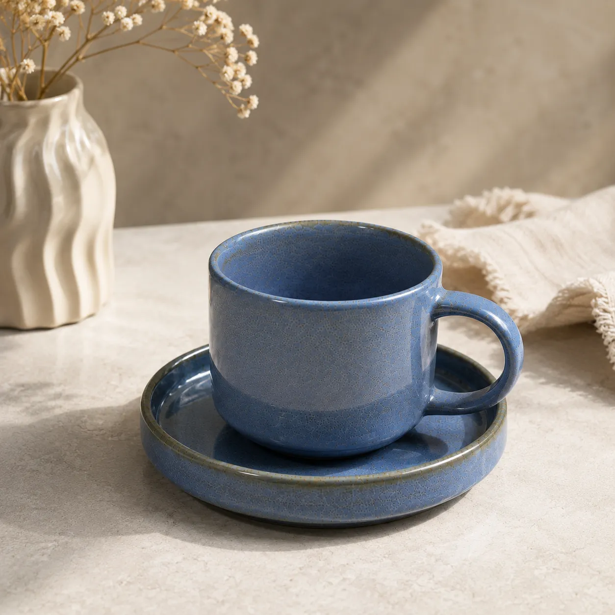 GREY CERAMIC SOUP CUP WITH MULTIFUNCTIONAL LID & SAUCER