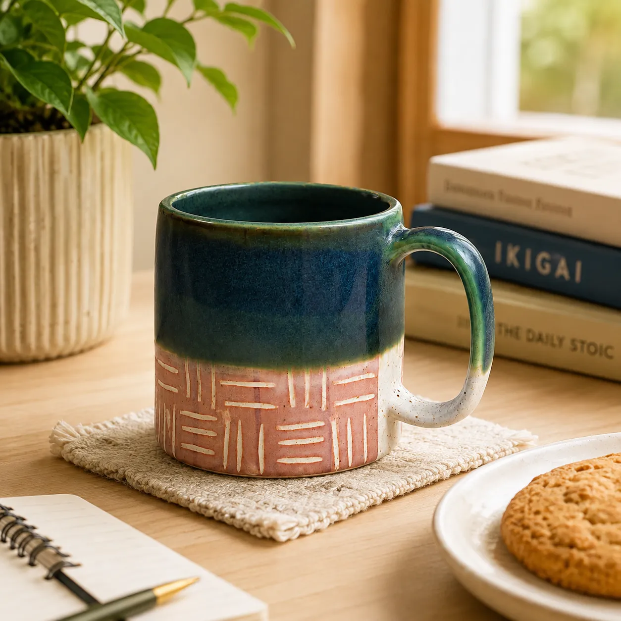 DUAL TONE TEXTURED COFFEE MUG