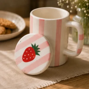 STRAWBERRY LONG MUG WITH LID