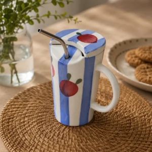 BERRY STRIPES SIPPER WITH LID AND STRAW