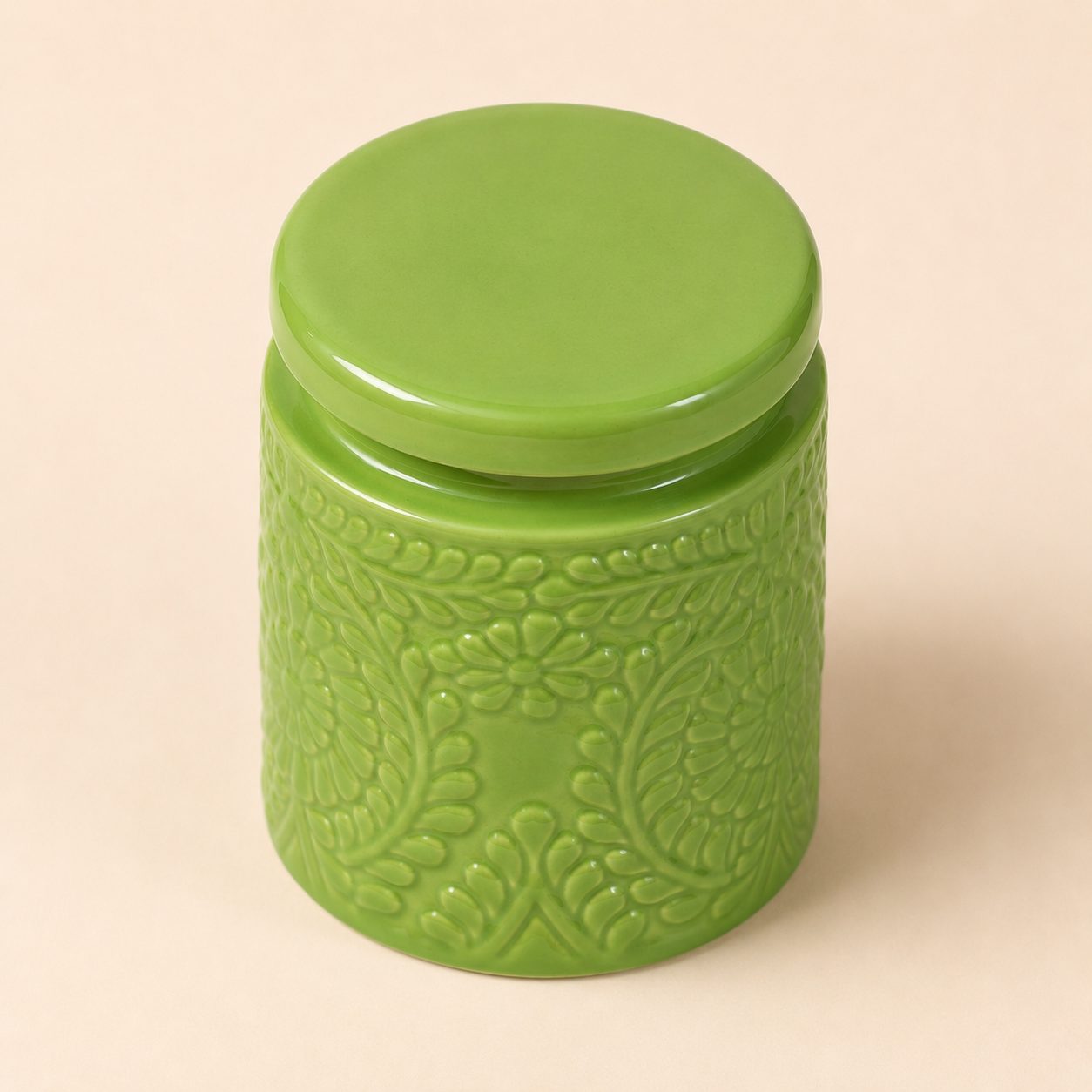 GREEN EMBOSSED JAR - Image 2