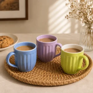 RIBBED CERAMIC PASTEL CUPS